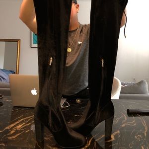 SELLING FOR CHARITY | Black thigh high suede boots